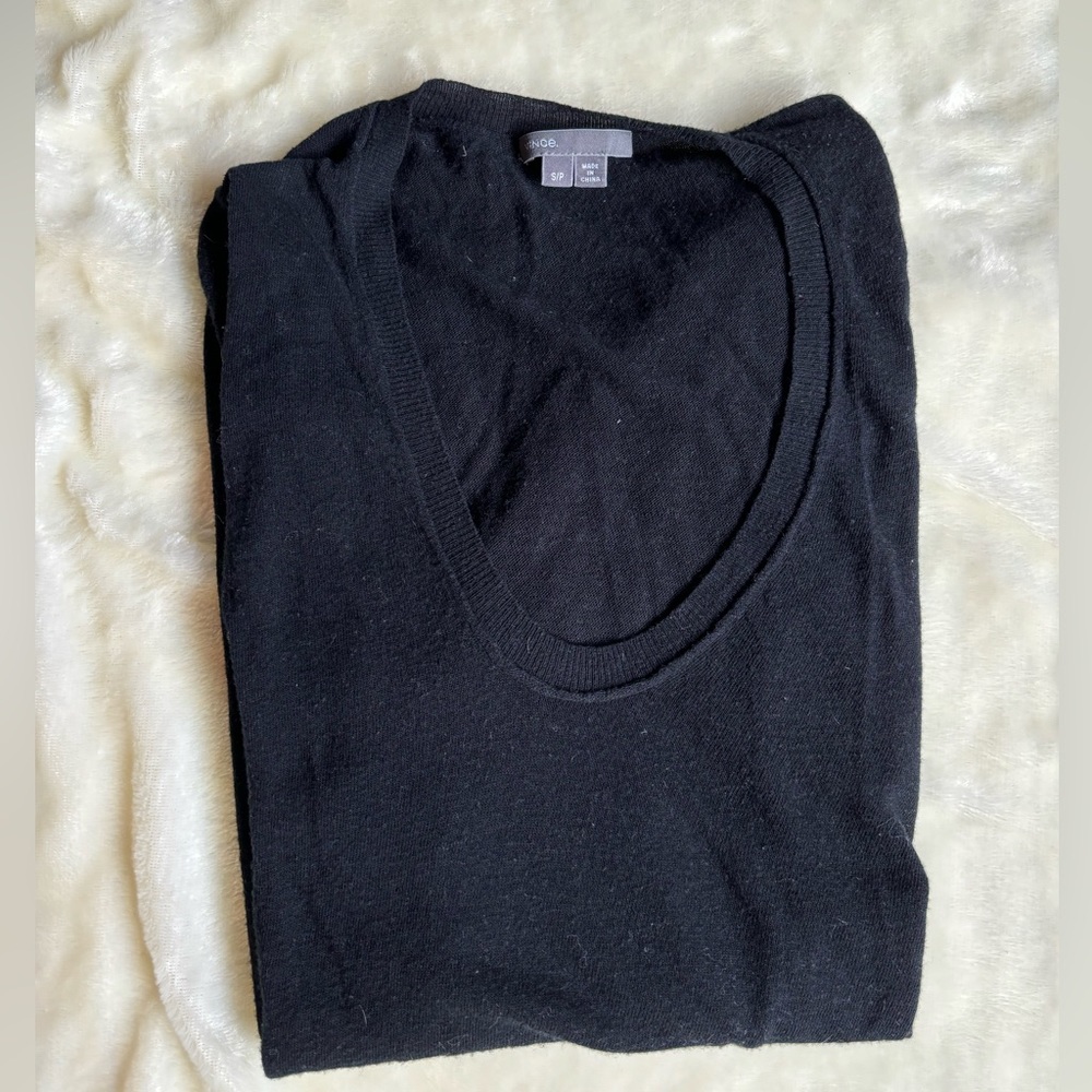 Scoop Neck Black Longsleeve Sweater from Vince